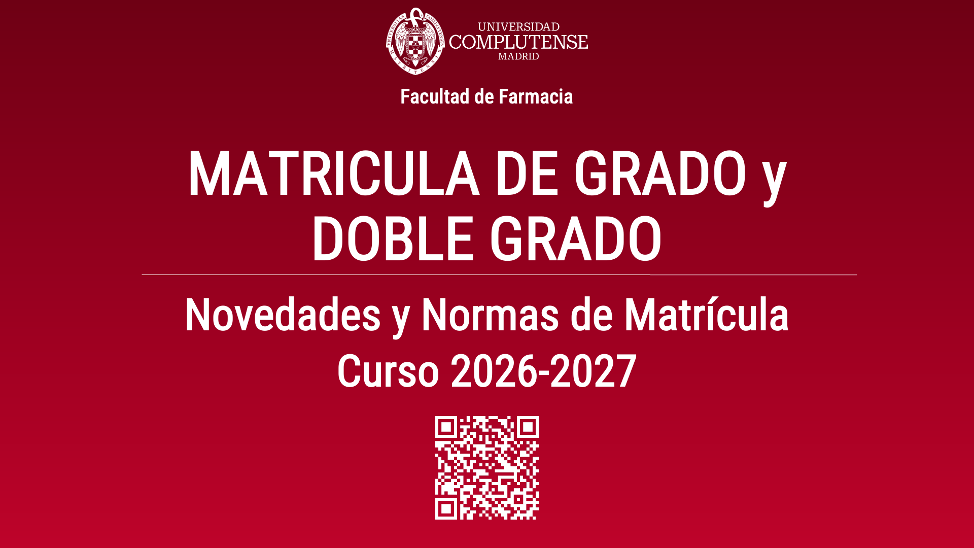 Normas de matrícula de la Facultad de Farmacia